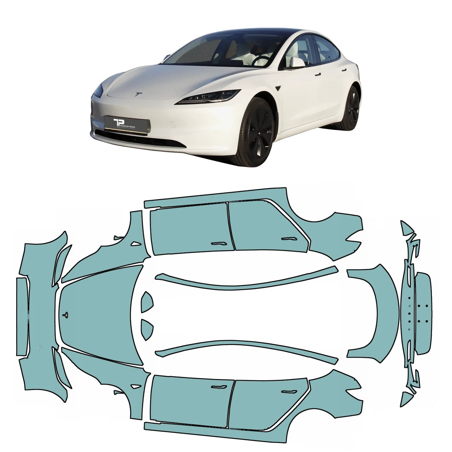 Model 3 "Highland" Complete Lakbeschermingsfolieset PPF