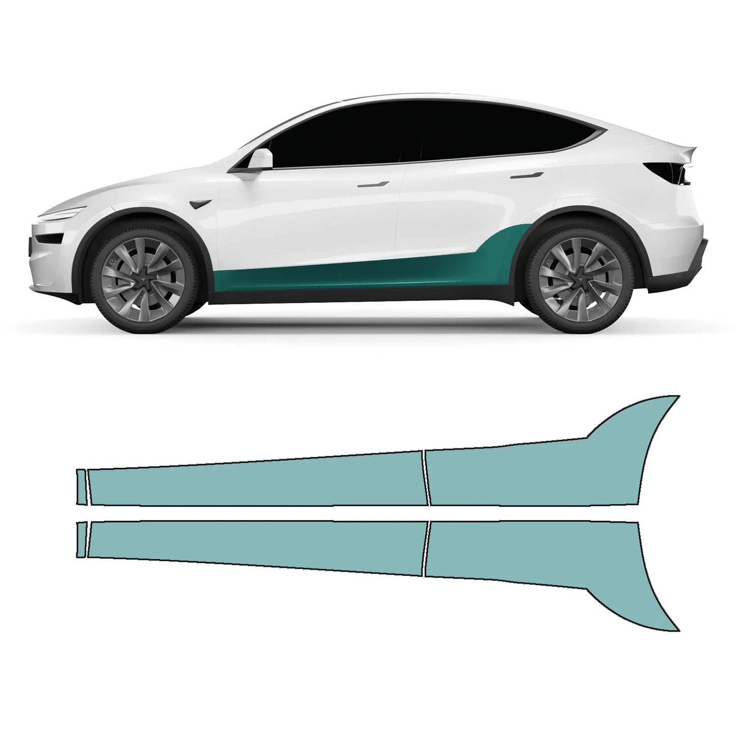 Model Y "Juniper" Sidekit large – Lakbeschermingsfolie PPF voor het onderste deel van de deur