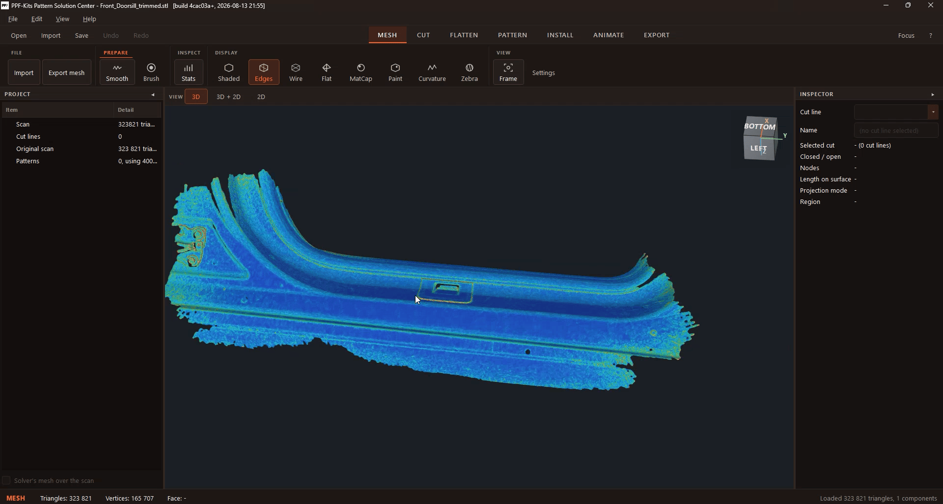 Patroon maken op het 3D-model van een instaplijst van de Tesla Model 3 „Highland”