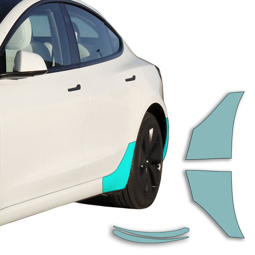 Model 3 “Highland” Sidekit small – Lakbeschermingsfolie PPF voor achterste zijskirts & wielkasten