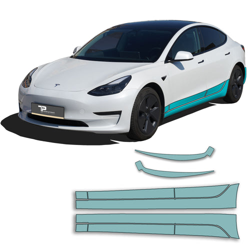 Model 3 Sidekit large – Lakbeschermingsfolie PPF voor het gehele kleppendeksel Sideskirts
