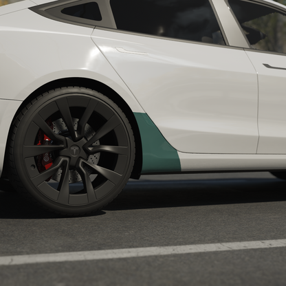 Model 3 “Highland” Sidekit small – Lakbeschermingsfolie PPF voor achterste zijskirts & wielkasten