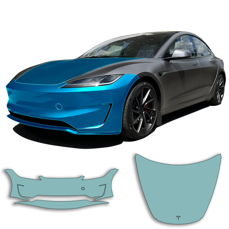 Uitsneden voor bumper en kap van de Model 3 Highland Performance voor het omvouwen